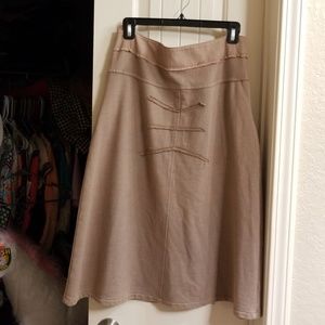 Elegant Tan Midi Skirt